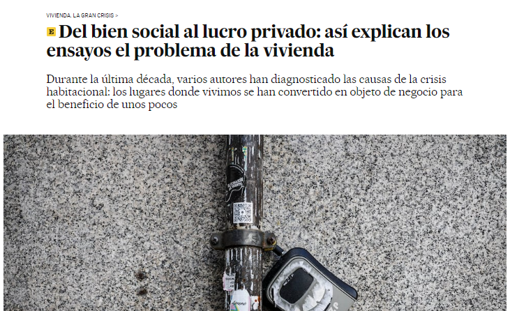 «De la especulación al derecho a la vivienda» en El País
